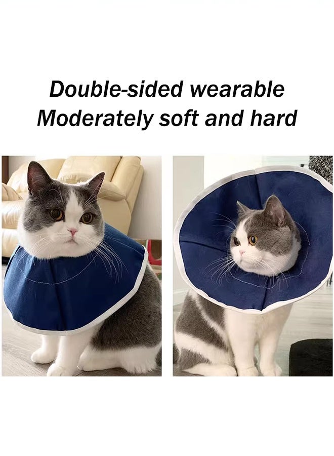 Soft Lightweight Cat Recovery Collar Drawstring Design Cat Cone Collar Anti-lick Cat Neck Collar After Surgery Healing Protective Collar Easy for Cats & Dogs to Eat and Drink (S) - Image 5