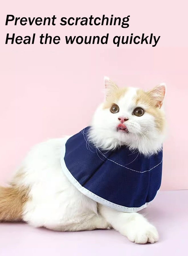Soft Lightweight Cat Recovery Collar Drawstring Design Cat Cone Collar Anti-lick Cat Neck Collar After Surgery Healing Protective Collar Easy for Cats & Dogs to Eat and Drink (S) - Image 2