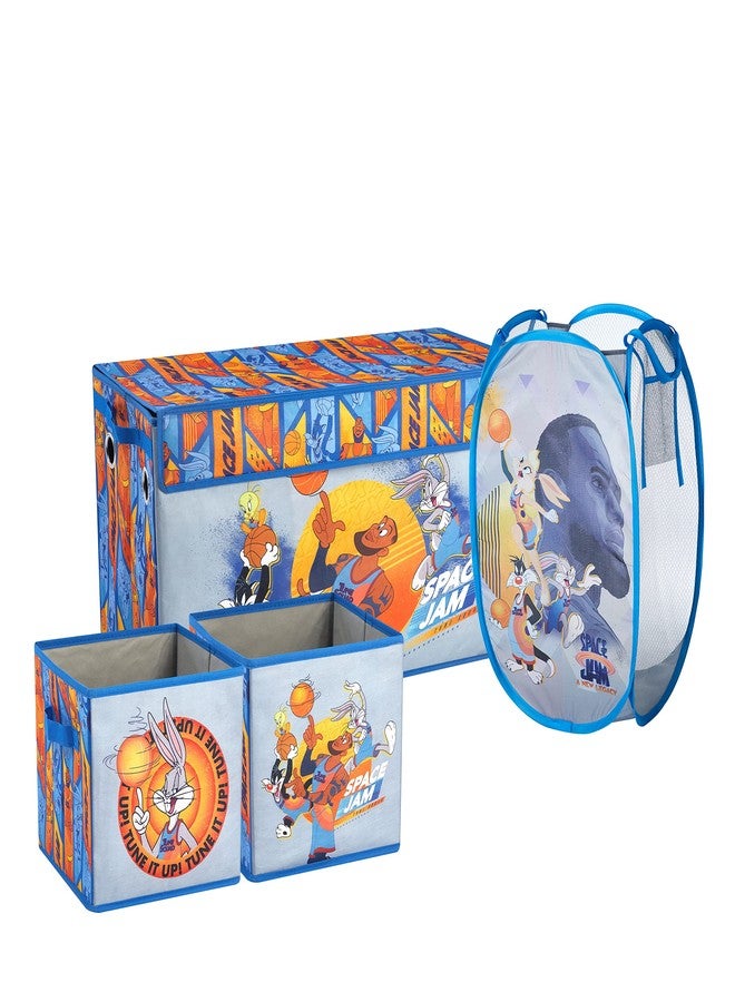Idea Nuova Space Jam Room Storage Set, 2 Pack Cubes,Trunk and Pop Up Hamper - Image 1