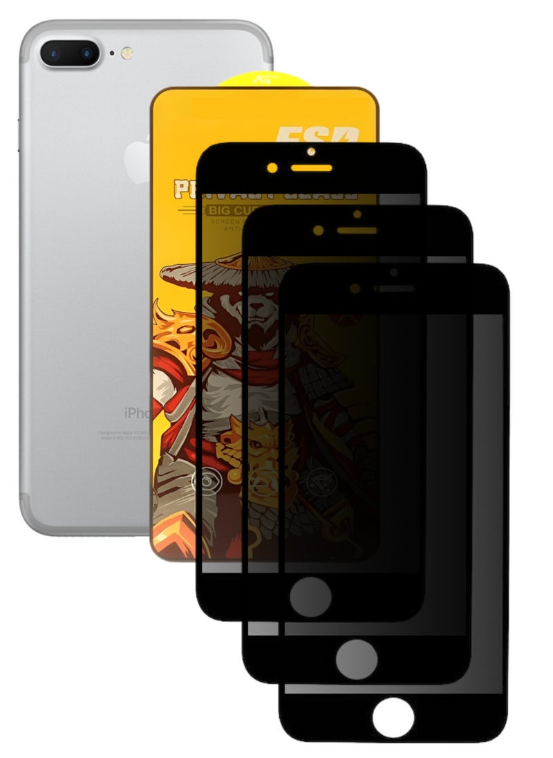 ESD 3 Pieces Tempered Dustproof Privacy Glass Screen Protector Compatible For iPhone 7 Plus - Image 1