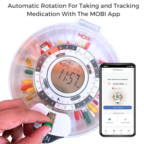 MOBI Connect Smart Wireless Automatic Medication Pill Dispenser with UV Protecting Lid 28-Day Pill Organizer, Key Lock, Sound & Light for Pills, Prescriptions, Medication, Vitamins, Supplements - Image 3