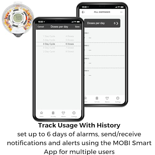 MOBI Connect Smart Wireless Automatic Medication Pill Dispenser with UV Protecting Lid 28-Day Pill Organizer, Key Lock, Sound & Light for Pills, Prescriptions, Medication, Vitamins, Supplements - Image 4