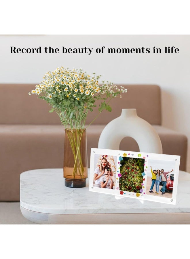 SYOSI Clear Photo Vertical Frame Set, Magnetic Acrylic Display for Polaroid Mini Films, Holds 6 Instant Pictures 2.6x3.5 Inches, with Stand and Sticker for Desk Decor (Transparent, 2-Pack) - Image 5