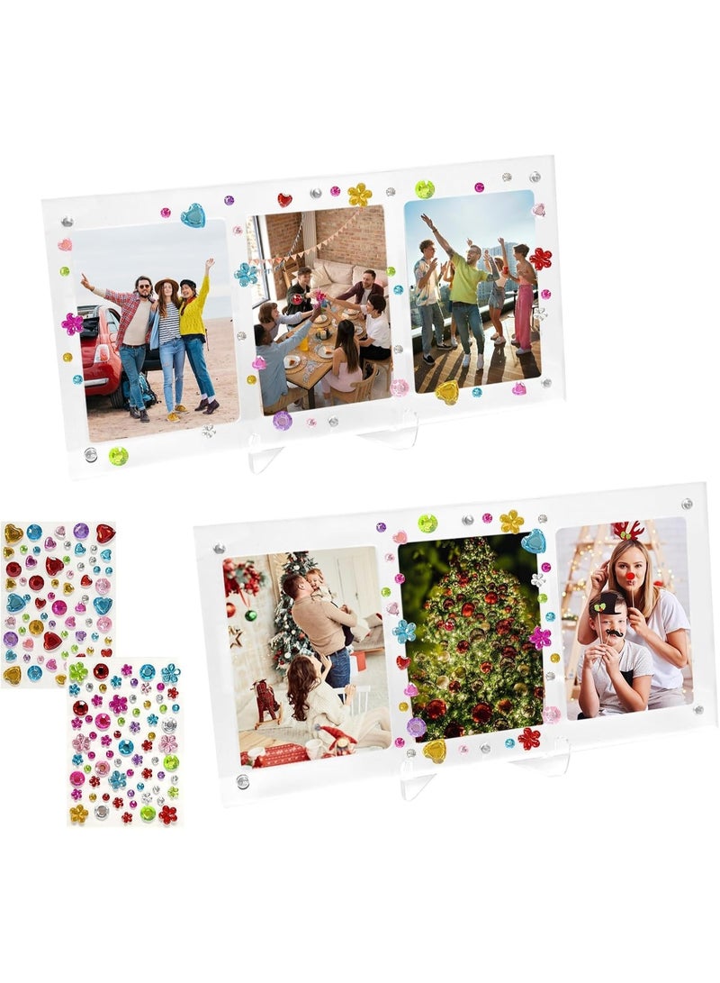 SYOSI Clear Photo Vertical Frame Set, Magnetic Acrylic Display for Polaroid Mini Films, Holds 6 Instant Pictures 2.6x3.5 Inches, with Stand and Sticker for Desk Decor (Transparent, 2-Pack) - Image 1