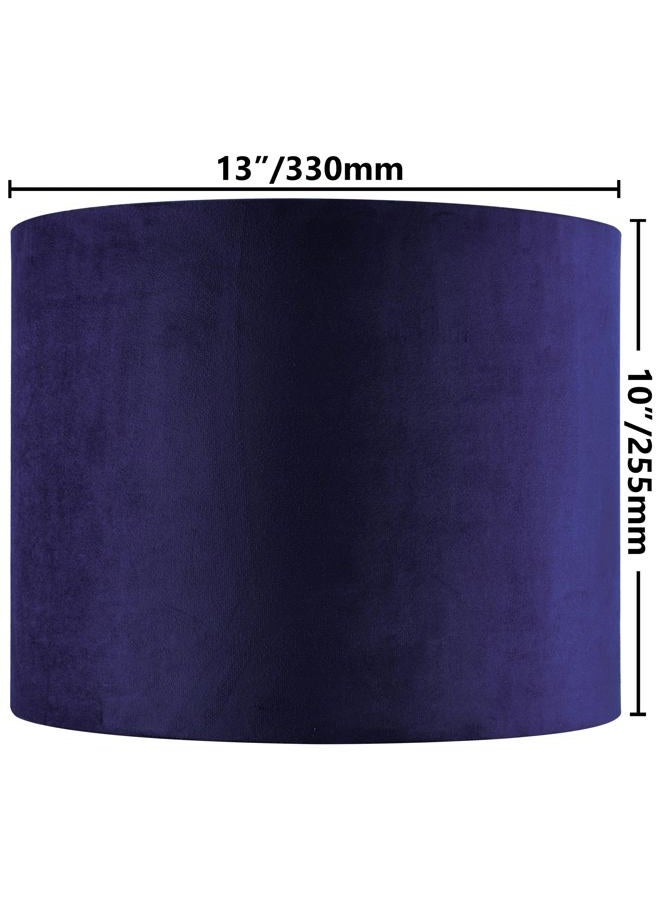 GO&SO Dark Blue Velvet Drum Lamp Shade Set of 2 Medium 13" Top x 13" Bottom x 10" High(Spider) Modern Lamp Shades for Table Lamps & Bedside Lamp Replacement Lampshade Required Assembly - Image 2