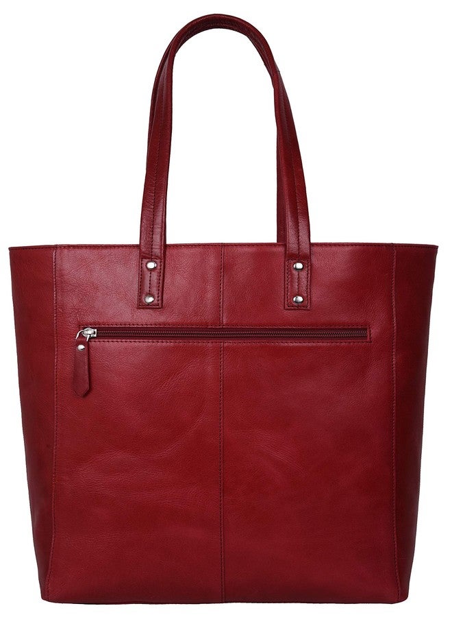 ANTONIO VALERIA Ava Red Crunch Aniline Leather Tote/Top Handle Shoulder Bag for Women - Image 3