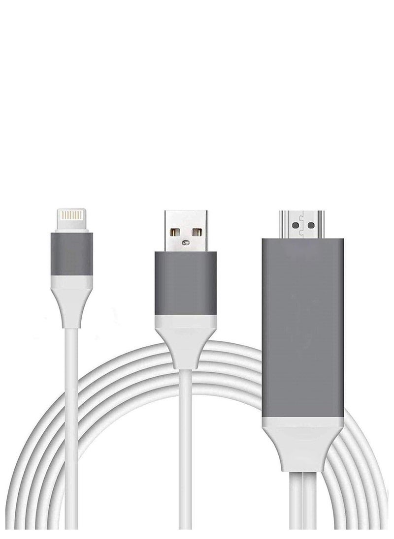 Generic Lightning to HDMI Adapter Cable 1080P Digital AV for iPhone iPad to TV Display 6.6ft White  - Image 1
