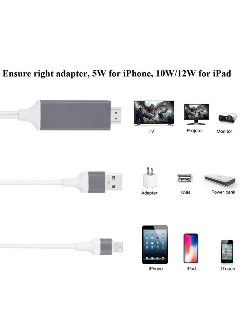 Generic Lightning to HDMI Adapter Cable 1080P Digital AV for iPhone iPad to TV Display 6.6ft White  - Image 3