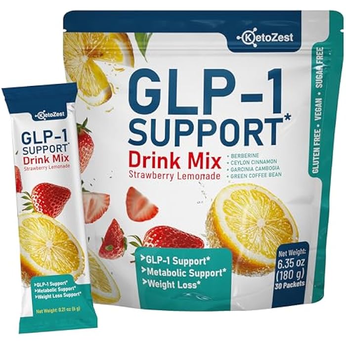 KetoZest GLP-1 Support Drink Mix Powder - Women Men Weight Loss Support - GLP1 Support Prebiotic Fiber Supplement - Daily Natural Metabolism & Fat Burn Support - Reduce Bloating Gut - Image 1