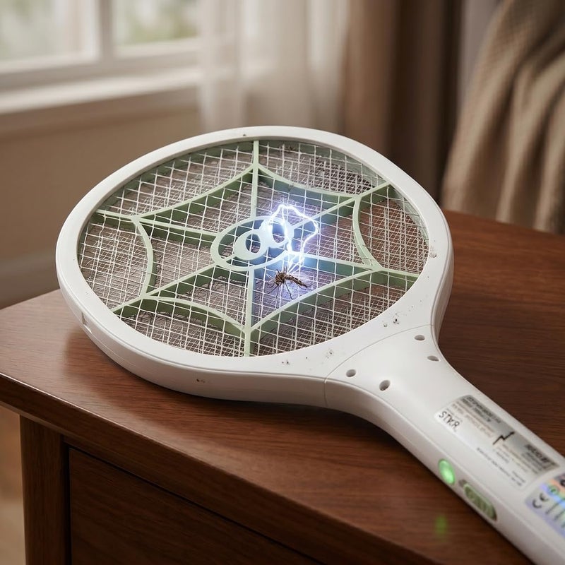 Winning Star - Electric Mosquito Swatter Racket 3000V Rechargeable Bug Zapper - White - A1-718 - Image 3