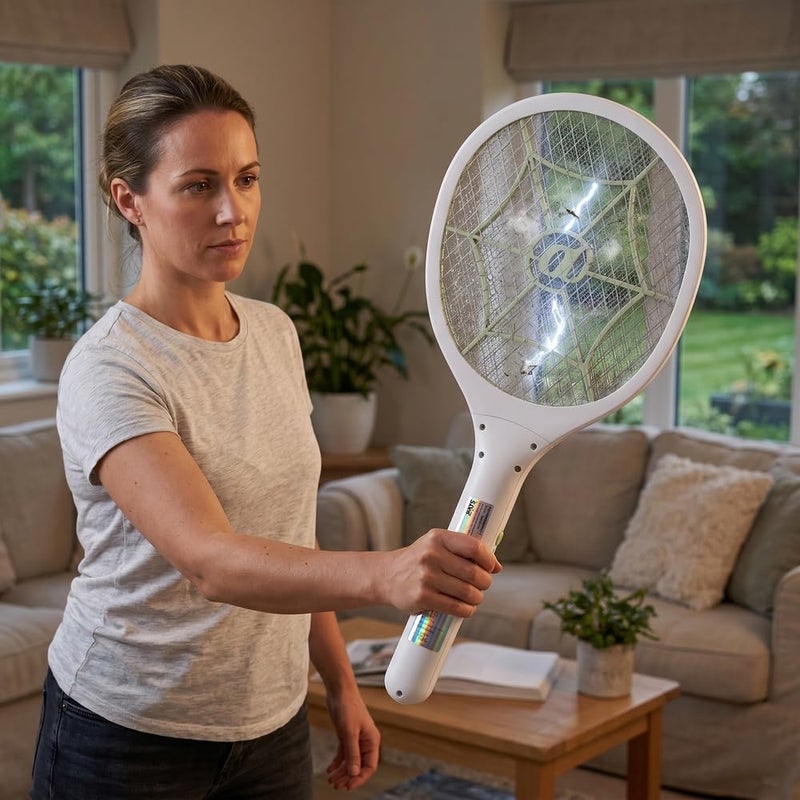 Winning Star - Electric Mosquito Swatter Racket 3000V Rechargeable Bug Zapper - White - A1-718 - Image 2