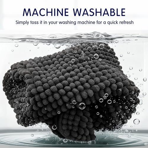 SUBRTEX Bathroom Rugs Chenille Bath Rug Soft Short Plush Bath Mat Soft Shower Mat Water Absorbent Shower Mat Quick Dry Machine Washable(Black,16" x 24") - Image 5