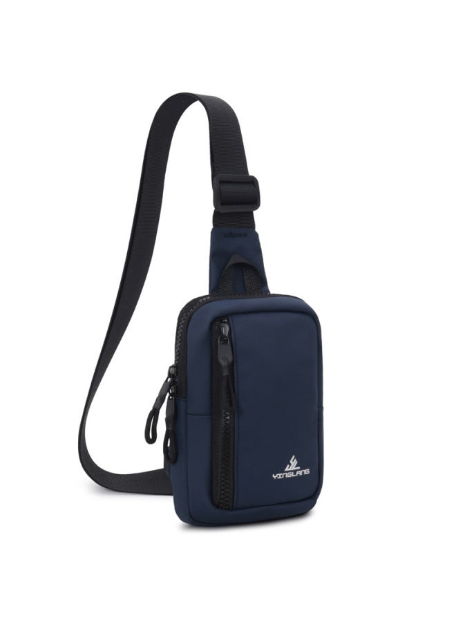 Generic Yinglang Fashion Sports Chest Bag Men's Small Shoulder Bag Women's Japanese And Korean Messenger Bag Ins Chest Bag Crossbody Phone Bag Shoulder Bag-Color:Dark Blue  - Image 1