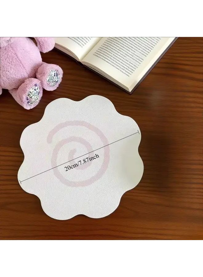 White Floral Mouse Pad with Non Slip Rubber Base Desk Mat for Office Home Decor - Image 5
