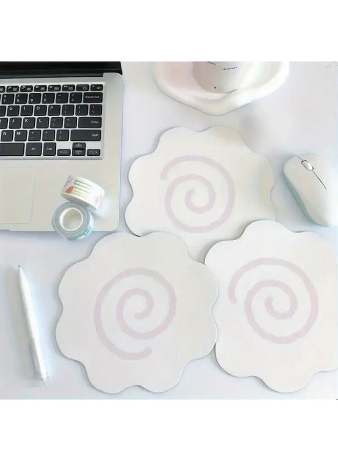 White Floral Mouse Pad with Non Slip Rubber Base Desk Mat for Office Home Decor - Image 3