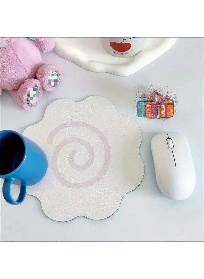 White Floral Mouse Pad with Non Slip Rubber Base Desk Mat for Office Home Decor - Image 4