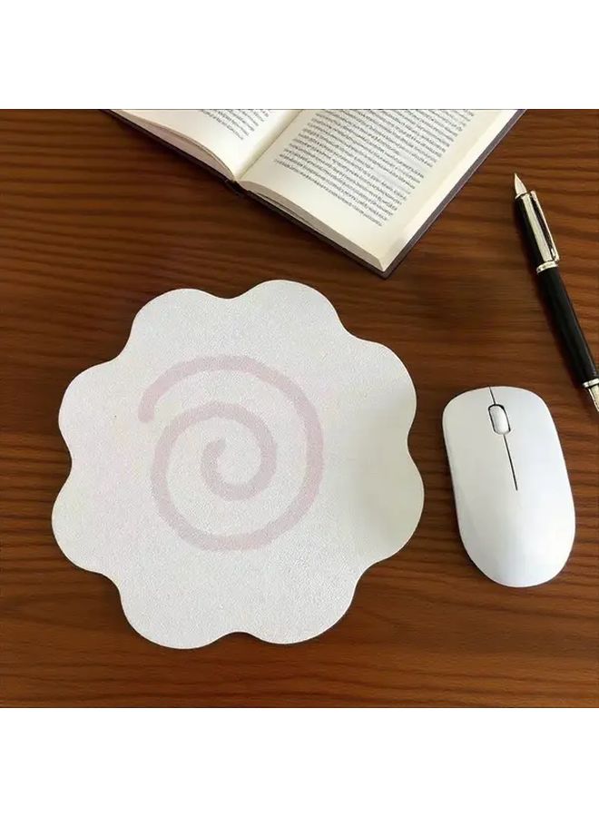 White Floral Mouse Pad with Non Slip Rubber Base Desk Mat for Office Home Decor - Image 1