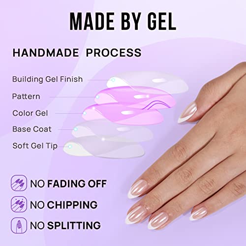 BTArtbox French Tip Press On Nails - BTArtbox White Almond Medium Reusable Stick On Nails in 15 Sizes - 30 Soft Gel Fake Nail Kit for Women Gift, Classic - Image 5