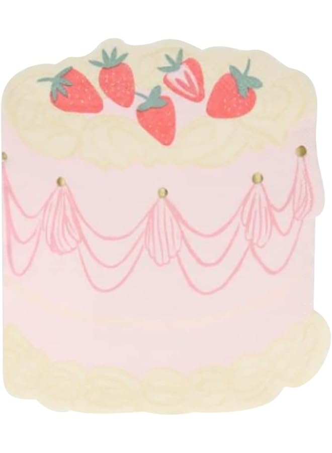 Meri Meri Pink Cake Napkins 16 Pieces - Image 1