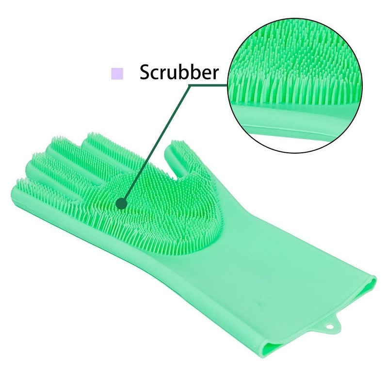 Param Magic Silicone Gloves for Dishwashing Scrubbing Brush for Dishes, Kitchen Accessories, Fruit & Vegetable Scrub Brushes, Car Cleaning Supplies (Green) - Image 5
