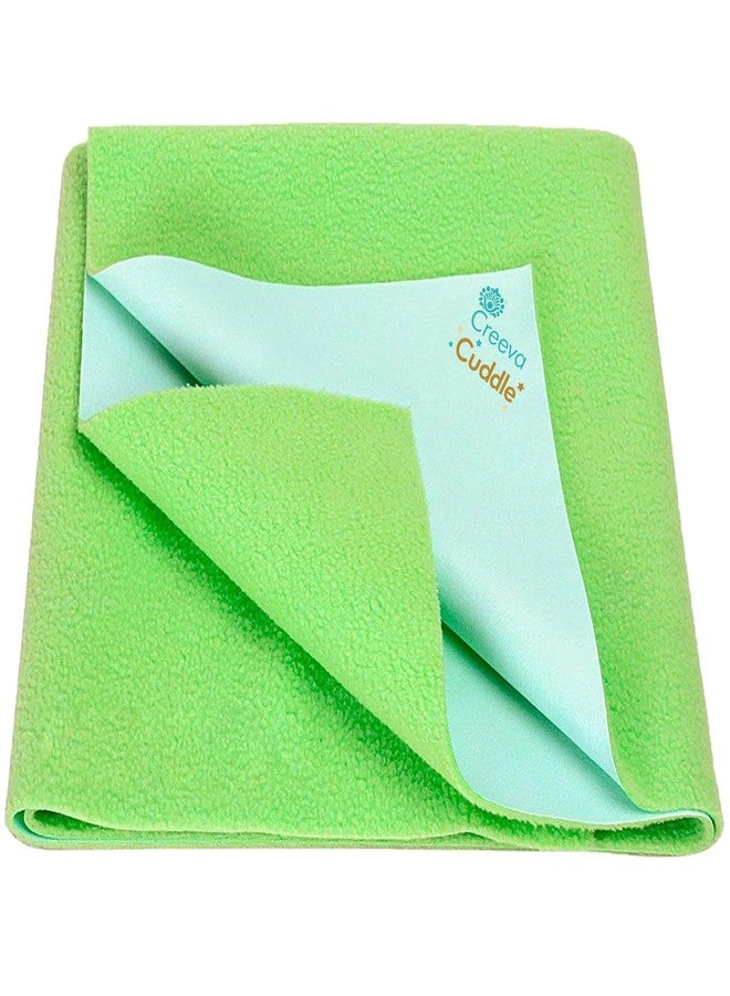 Creeva Cuddle Waterproof Baby Dry Sheet - Ultra Soft Fleece Bed Protector for Kids (100 cm x 70 cm, Parrot Green) - Image 1