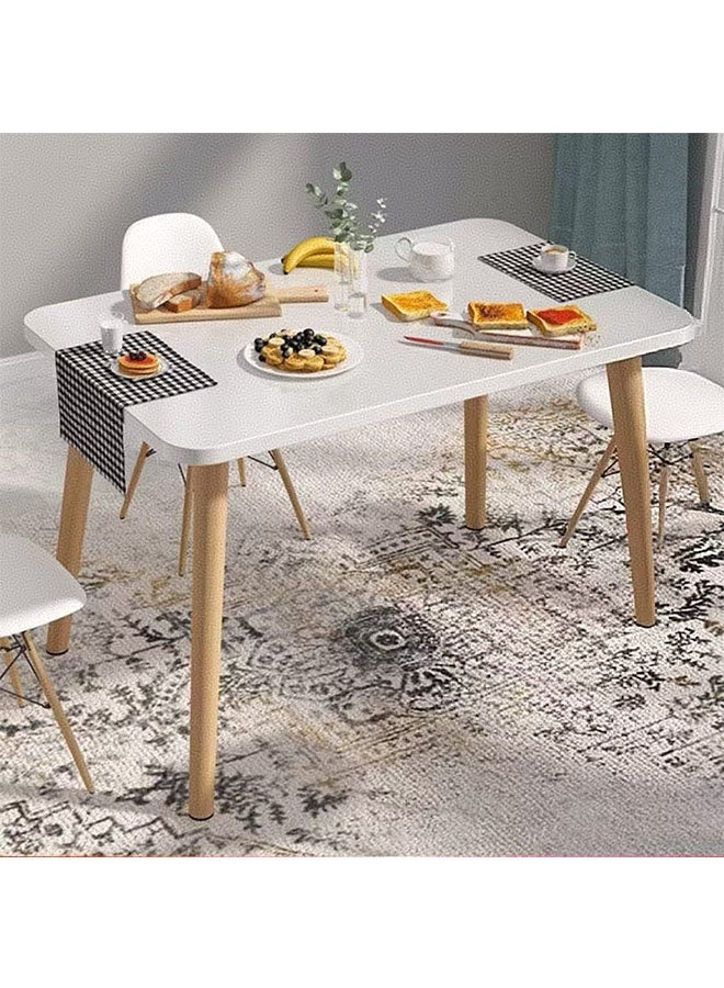 Generic Dining Table Modern Leisure Coffee Table Wooden Legs MDF White Table Top，Square Solid Wood Dining Table, Modern Breakfast Table Desk Kitchen Living Office Furniture （100×60×73CM）  - Image 1