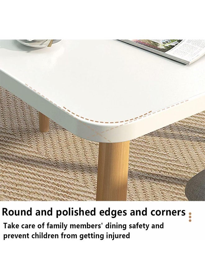 Generic Dining Table Modern Leisure Coffee Table Wooden Legs MDF White Table Top，Square Solid Wood Dining Table, Modern Breakfast Table Desk Kitchen Living Office Furniture （100×60×73CM）  - Image 4