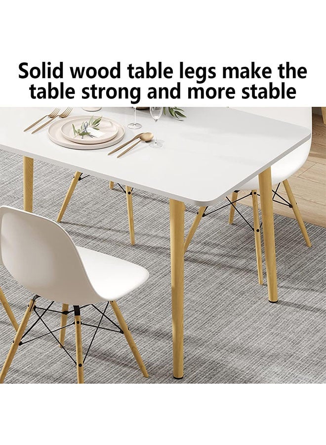 Generic Dining Table Modern Leisure Coffee Table Wooden Legs MDF White Table Top，Square Solid Wood Dining Table, Modern Breakfast Table Desk Kitchen Living Office Furniture （100×60×73CM）  - Image 3