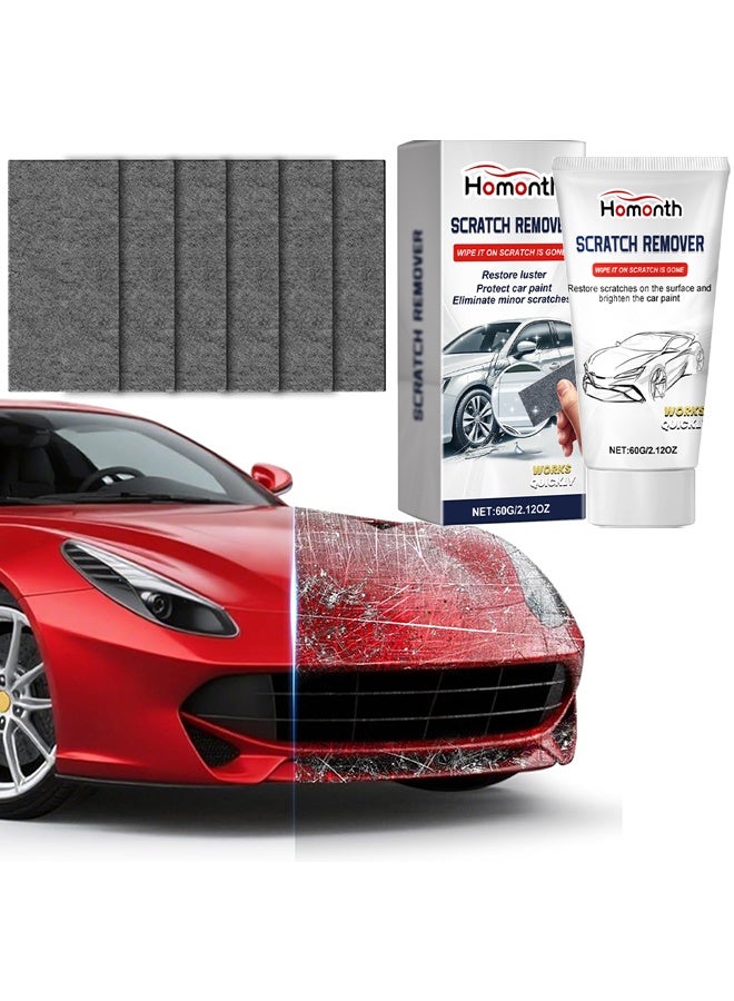 Homonth Nano Sparkle Cloth Car Polish Scratches Remover, 6PCS Multi-Purpose Nano Magic Cloth Easy To Repair Small Scratched Water Spots Scratch Car Remover For All Car, Magic Wipes Cleaning Cloth Car Scratch Repair Paste, Scuff Repair Polishing Wax Kit for Deep Scratch Repair - Image 1