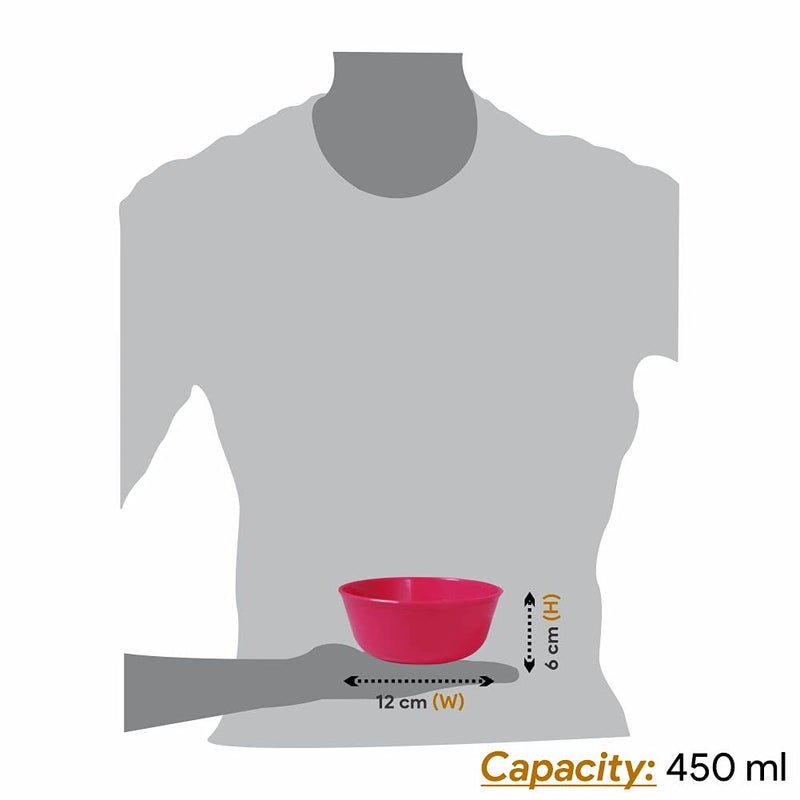 Wonder Homeware Sigma 500 Unbreakable BPA Free Plastic Bowl Set for Cereal, Salad, Rice, Soup, Pasta, Snack Bowl, Microwave Safe, Dishwasher Safe, 3 Pcs, 450 ml (Pink Red Blue) - Image 3