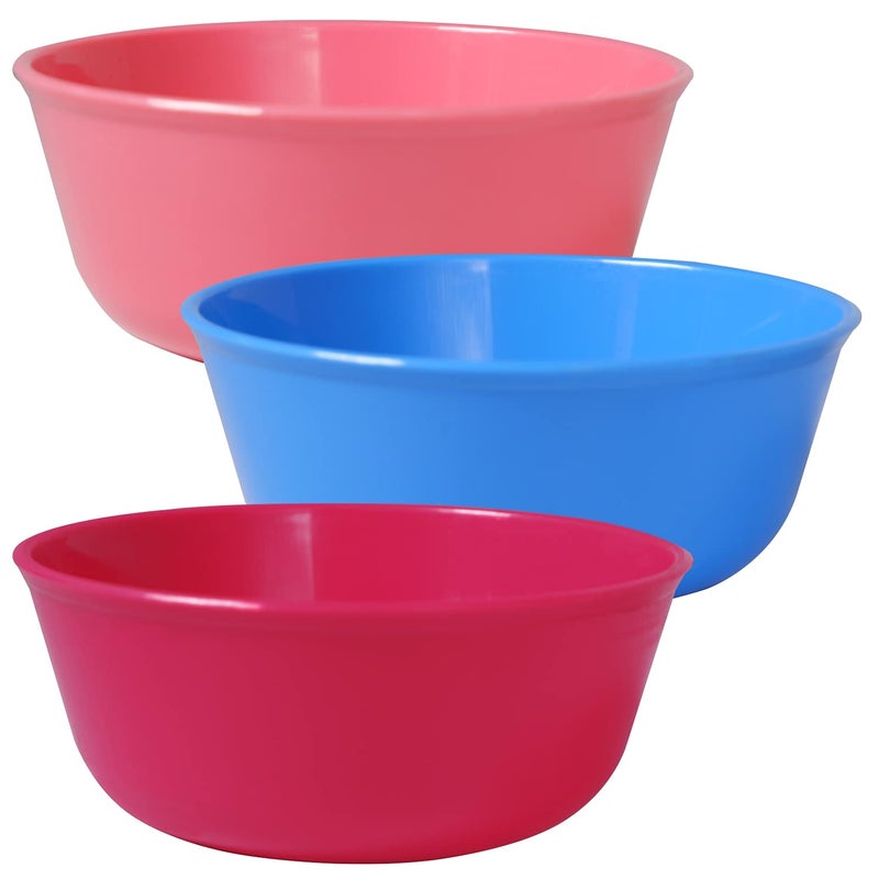 Wonder Homeware Sigma 500 Unbreakable BPA Free Plastic Bowl Set for Cereal, Salad, Rice, Soup, Pasta, Snack Bowl, Microwave Safe, Dishwasher Safe, 3 Pcs, 450 ml (Pink Red Blue) - Image 1