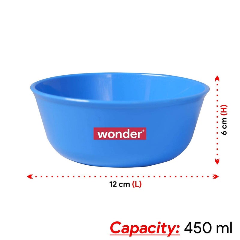 Wonder Homeware Sigma 500 Unbreakable BPA Free Plastic Bowl Set for Cereal, Salad, Rice, Soup, Pasta, Snack Bowl, Microwave Safe, Dishwasher Safe, 3 Pcs, 450 ml (Pink Red Blue) - Image 2