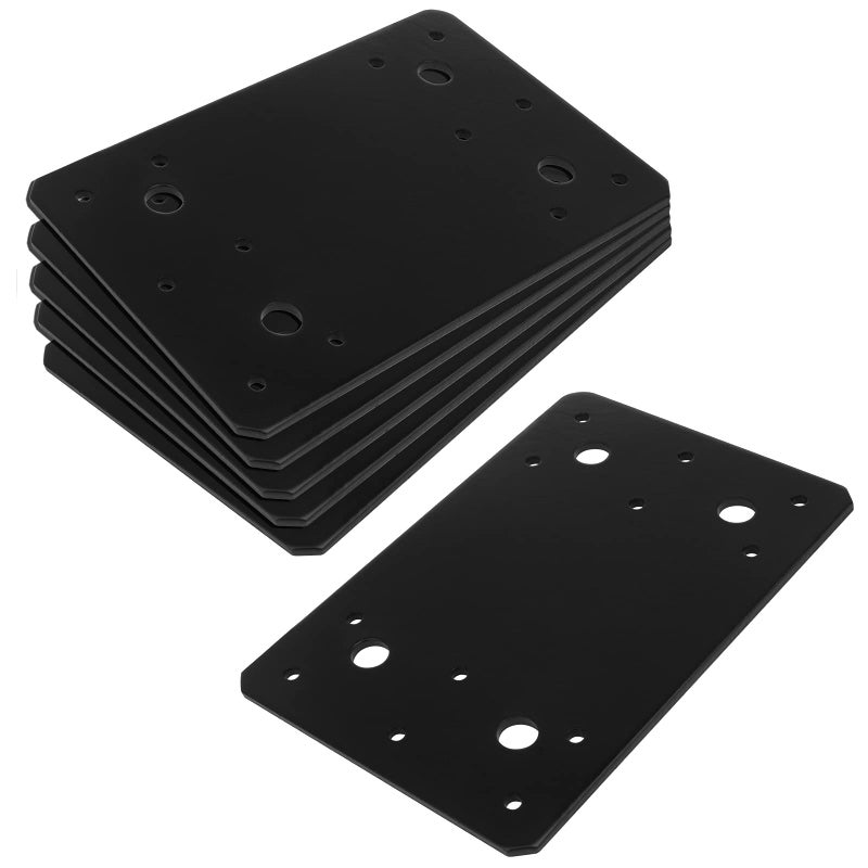 MOUNTAIN_ARK 6 Pack Black Flat Mending Plate, 6" x 3-7/8" Steel Straight Tie Plate for Wood Furniture, Repair Bracket Corner Brace Connector Fits 6x6 6x8 Timber, 2.9mm Thick - Image 4