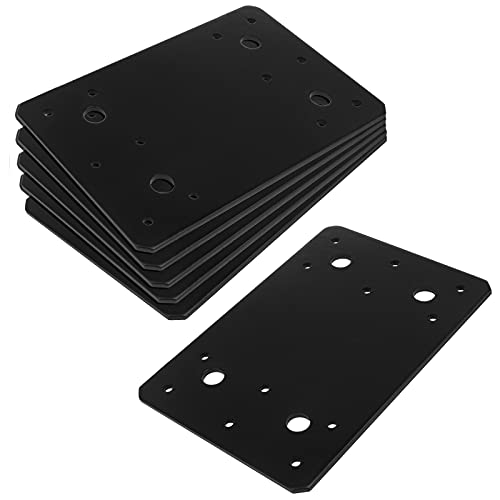 MOUNTAIN_ARK 6 Pack Black Flat Mending Plate, 6" x 3-7/8" Steel Straight Tie Plate for Wood Furniture, Repair Bracket Corner Brace Connector Fits 6x6 6x8 Timber, 2.9mm Thick - Image 1