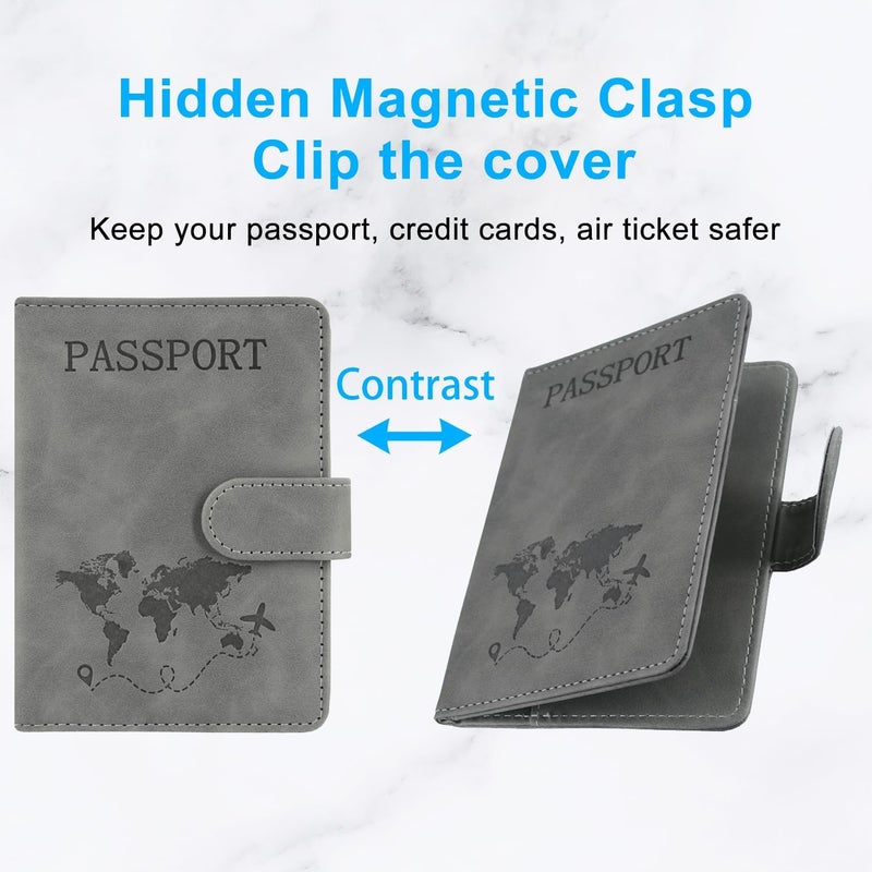 ACdream Passport Holder for Travel Essentials, Rfid Blocking Passport Wallet Cover Case for Travel Must Haves Accessories, Book Holders for Women/Men- Grey - Image 5