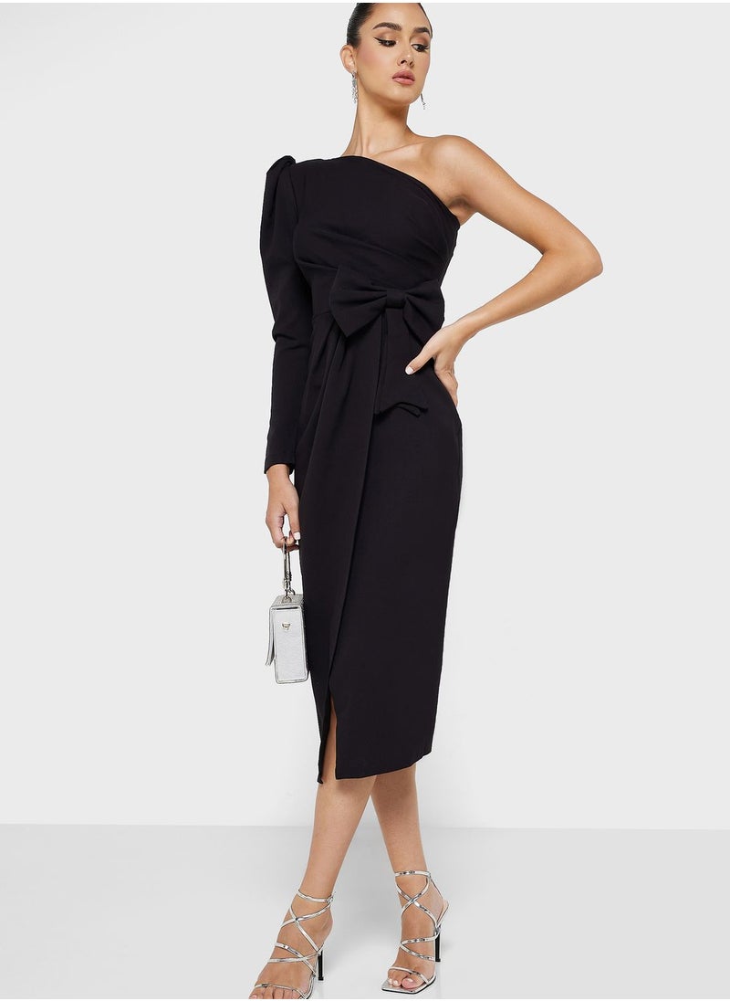 Fashonara - One Shoulder Front Slit  Dress - Image 1
