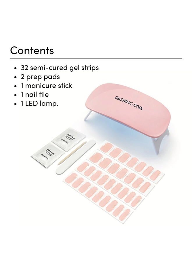 DASHING DIVA Glaze Nail Starter Kit - Pale Pink - Semi-Cured, Long Lasting & Tear Resistant Gel Nail Strips - 7 Piece Manicure Set With 32 Strips & Mini Led Lamp - Image 3