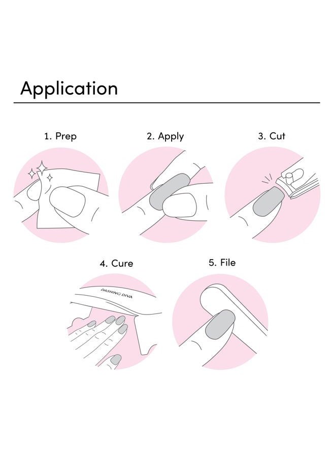 DASHING DIVA Glaze Nail Starter Kit - Pale Pink - Semi-Cured, Long Lasting & Tear Resistant Gel Nail Strips - 7 Piece Manicure Set With 32 Strips & Mini Led Lamp - Image 4