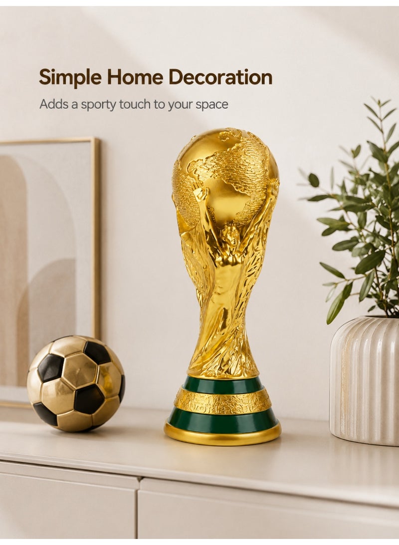 الحلم كأس ذهبي لكرة القدم للزينة، ارتفاع 21 سم، مجسم كأس بطل من البلاستيك للأطفال ومحبي كرة القدم، مناسب للحفلات والجوائز والألعاب المدرسية وديكور المنزل، ذهبي وأخضر - Image 3