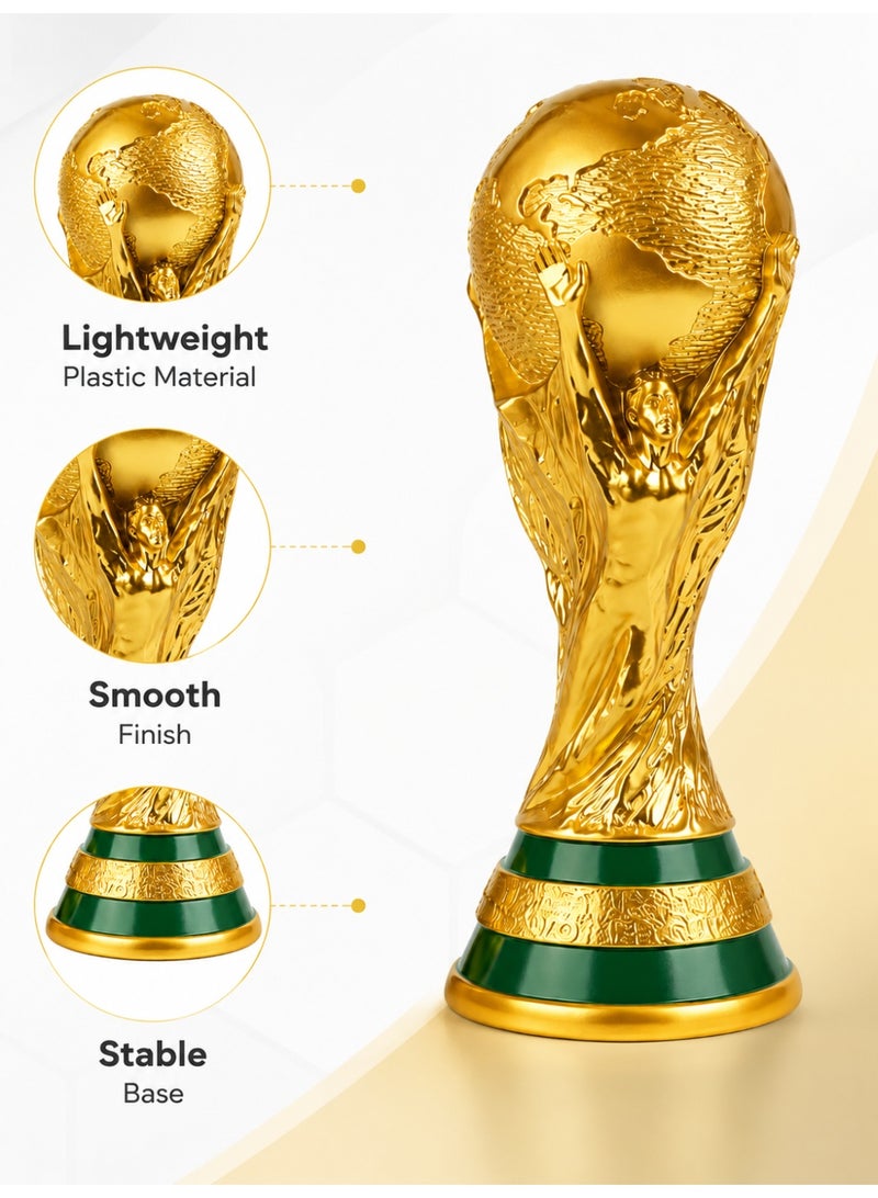 الحلم كأس ذهبي لكرة القدم للزينة، ارتفاع 21 سم، مجسم كأس بطل من البلاستيك للأطفال ومحبي كرة القدم، مناسب للحفلات والجوائز والألعاب المدرسية وديكور المنزل، ذهبي وأخضر - Image 5