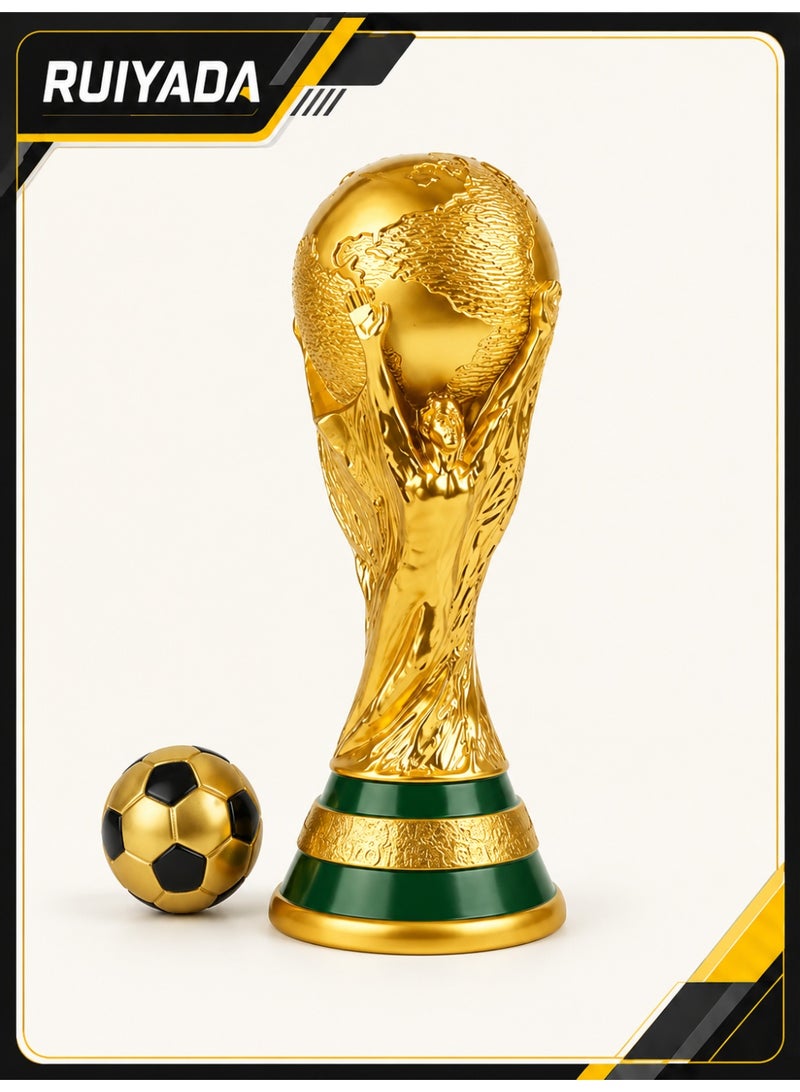 RUIYADA Golden Football Trophy Decoration, 21cm Plastic Champion Cup Trophy for Kids, Football Fans, Party Decor, Sports Rewards, School Games and Home Display, Gold & Green - Image 1