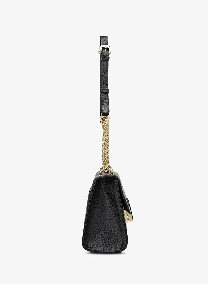 Da Milano  Small Franzy Croco Leather Shoulder Bag - Black for Women | Best Price UAE
