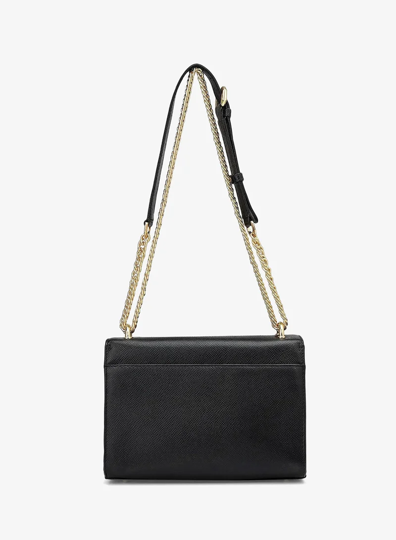 Da Milano  Small Franzy Croco Leather Shoulder Bag - Black for Women | Best Price UAE