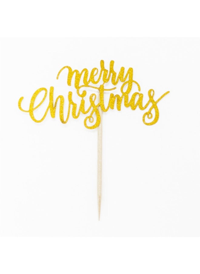 ThePartyPopper - Merry Christmas Gold Cupcake Toppers - Image 1