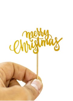 Merry Christmas Gold Cupcake Toppers