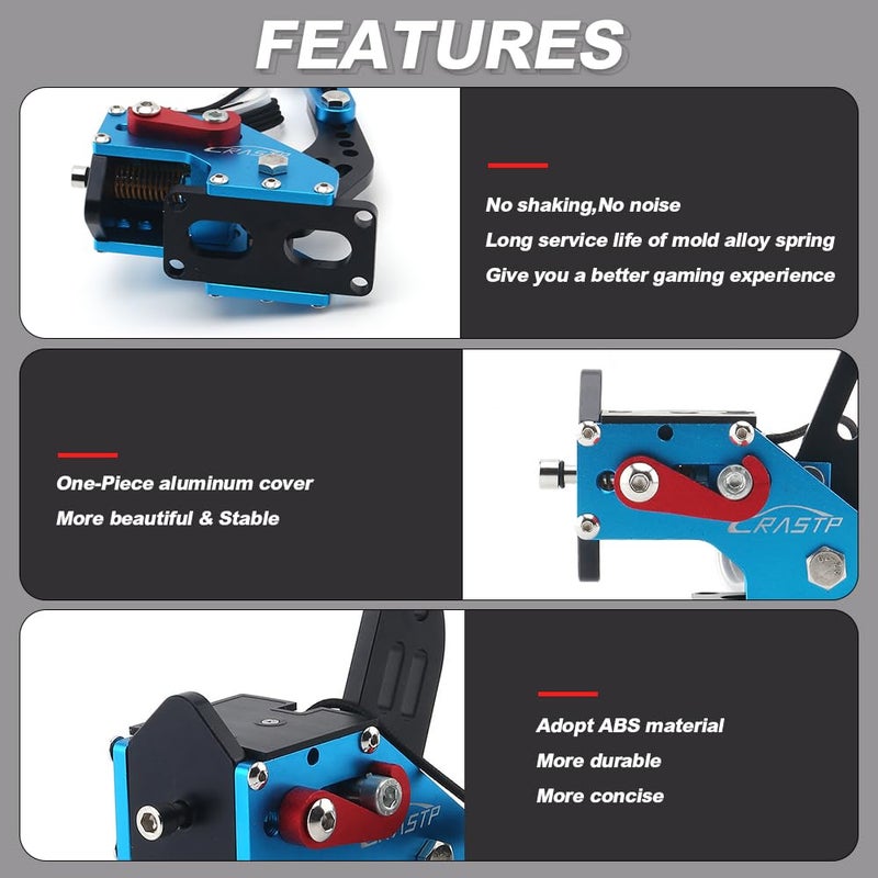 RASTP 64Bit PC USB Handbrake for SIM Racing Games Logitech G27 G25 G29 T500 T300 FANATECOSW LFS DIRT RALLY.2,Blue,Without Clamp - Image 3