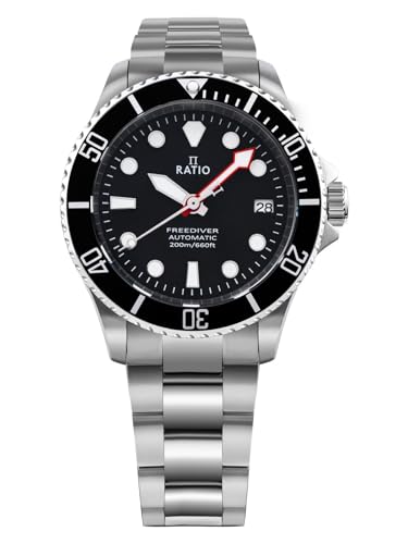 RATIO FreeDiver Sapphire Crystal Diver Watch Japanese Automatic Dive Watch 200m Water Resistant Diving Watch (Black) - Image 1