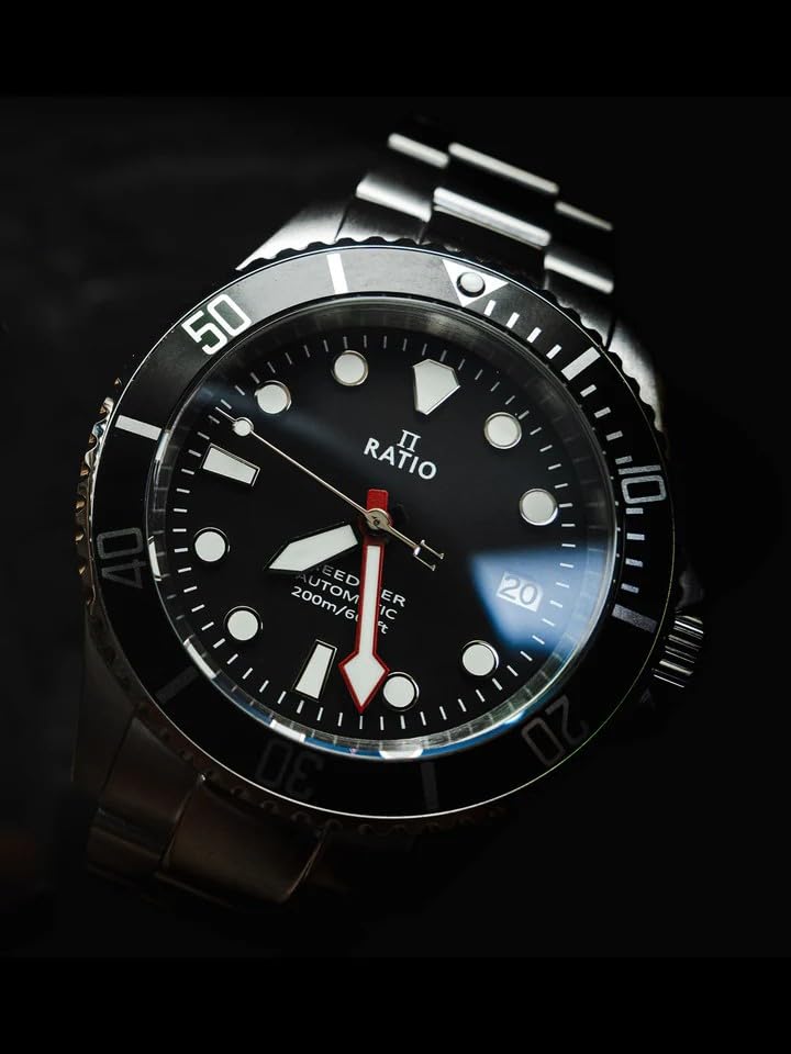RATIO FreeDiver Sapphire Crystal Diver Watch Japanese Automatic Dive Watch 200m Water Resistant Diving Watch (Black) - Image 4