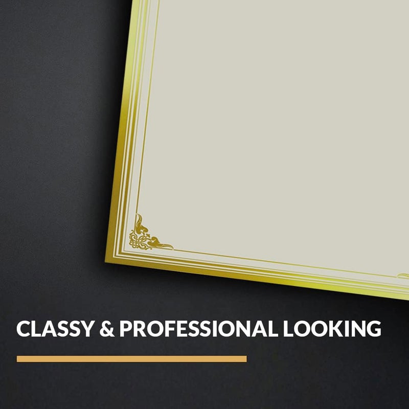 SUNEE 50 Sheets Certificate Papers - Blank Gold Foil Border, Letter Size 8.5x11 for Diploma, Certificates, Participation Awards, Document Cardstock Paper and Inkjet Printer Friendly - Image 3