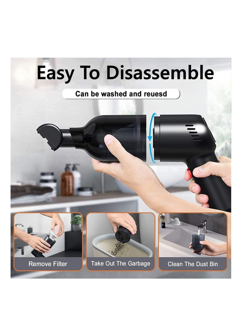 2 in 1 Handheld Cordless Wireless Vacuum Cleaner, 8000PA Super Suction Vacuum Cleaner, Rechargeable, Portable Lightweight Dry and Wet For Car, Pets, Home and Office.
